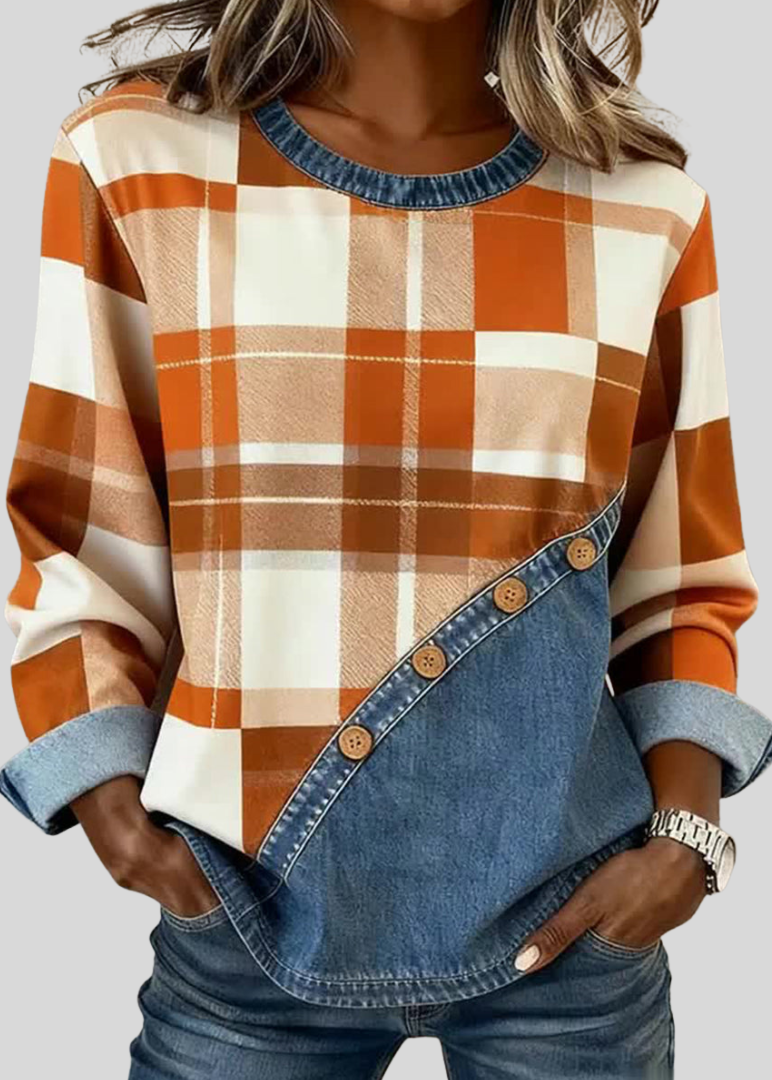 ELLA | Women's Relaxed Patchwork Panel Pullover Top