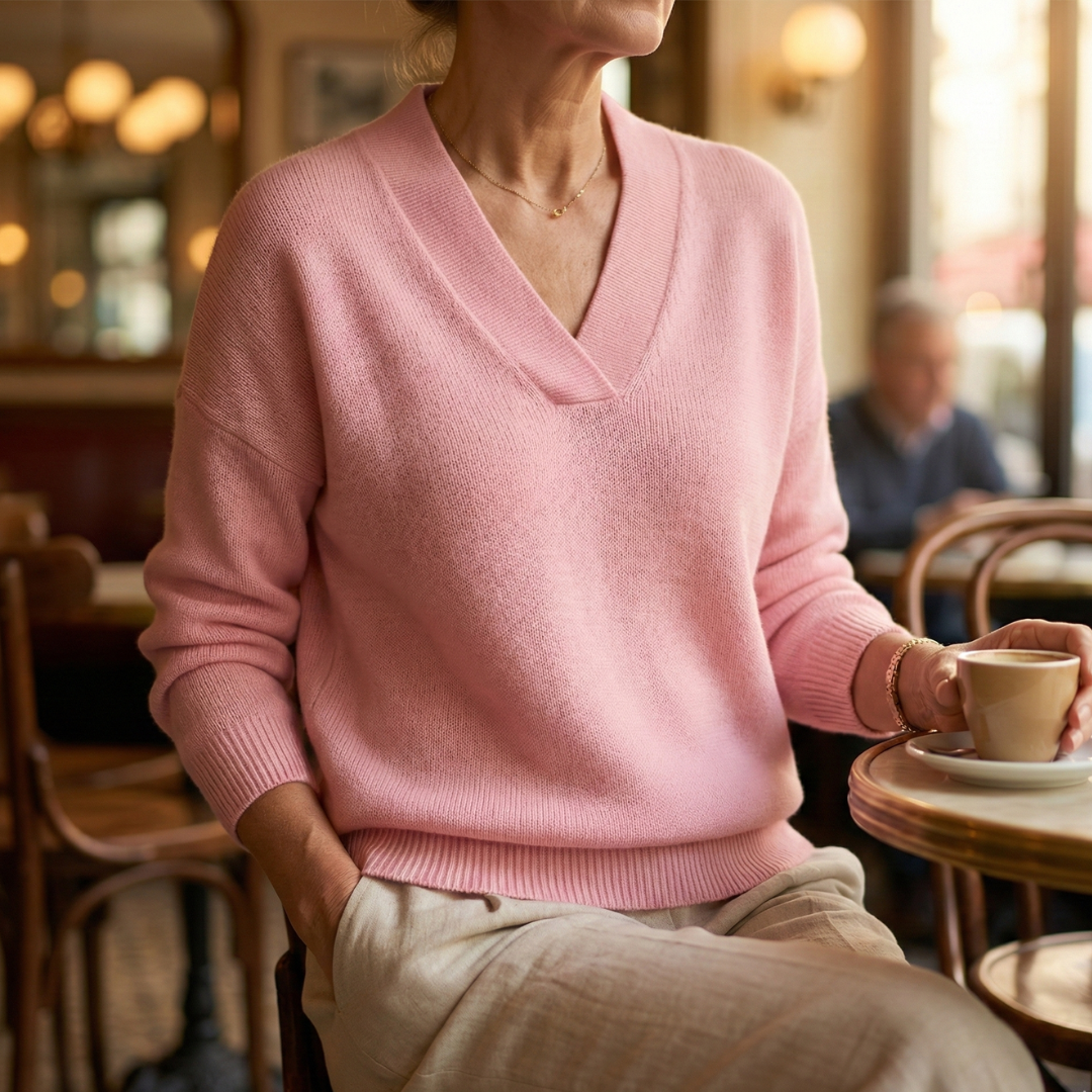 Faye - Loose Jumper with V-Neck