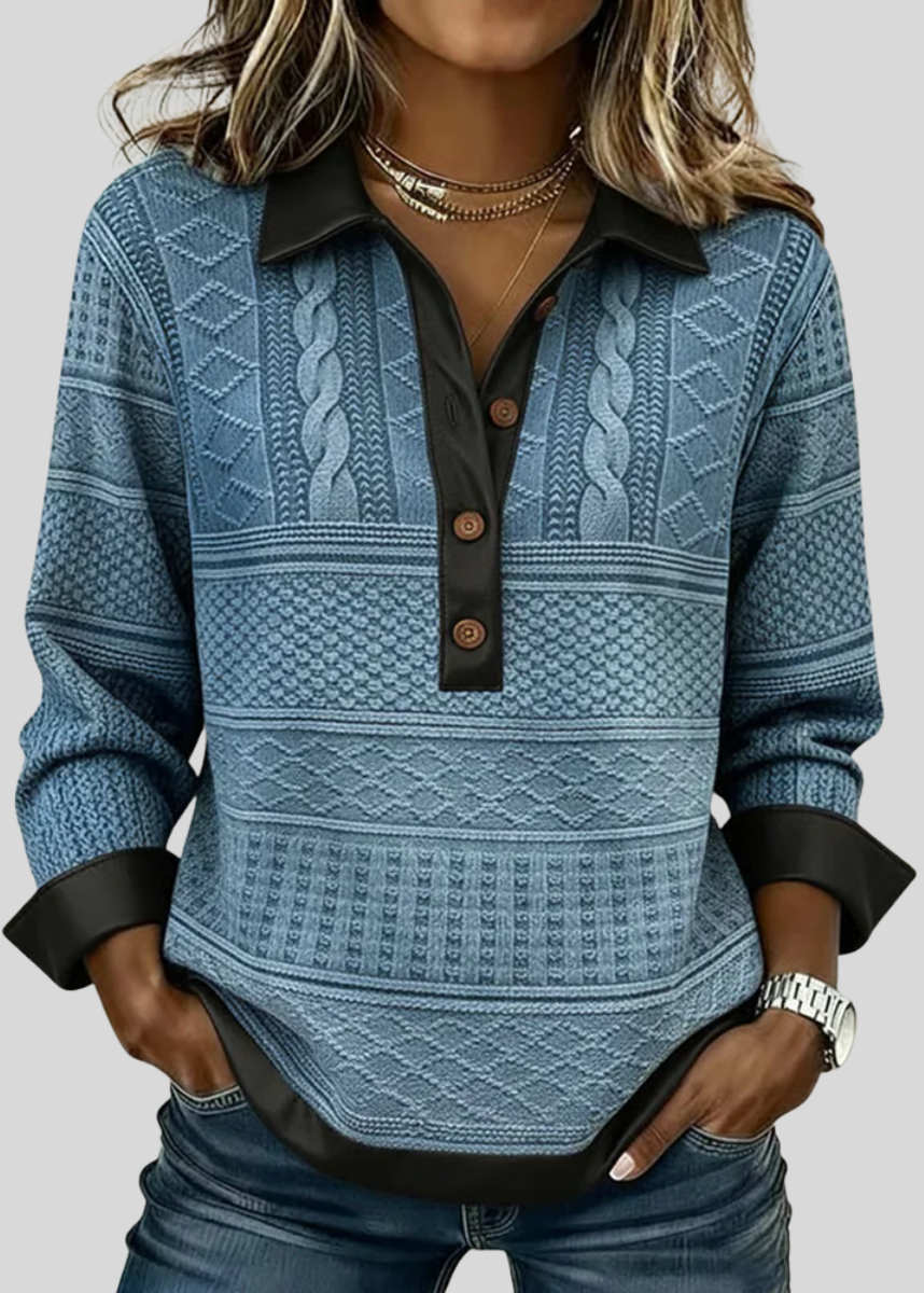 PENELOPE | Women's Collared Button-Front Sweatshirt