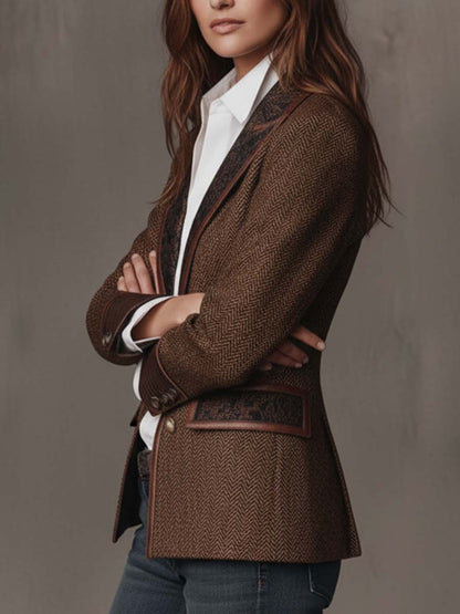 Rose - Blazer with Houndstooth Panels