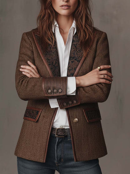 Rose - Blazer with Houndstooth Panels