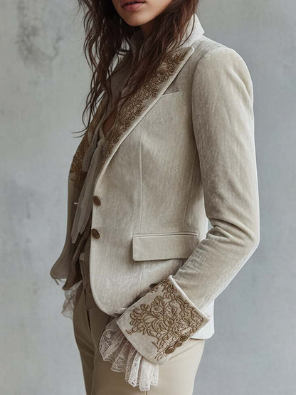 Mercedes - Embroidered Blazer in Ivory
