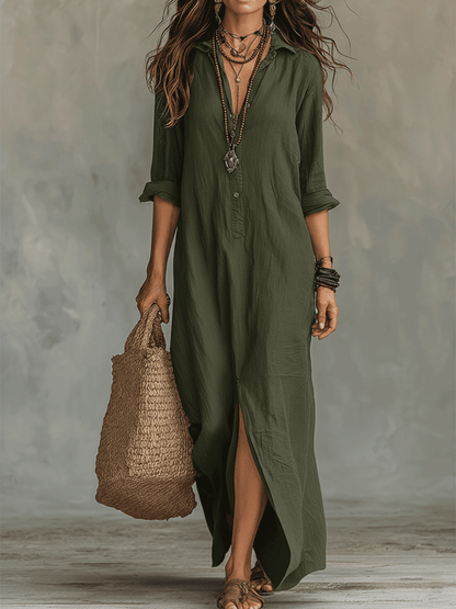 Timeless Button Maxi Dress - Elegant, Lightweight & Easy Fit