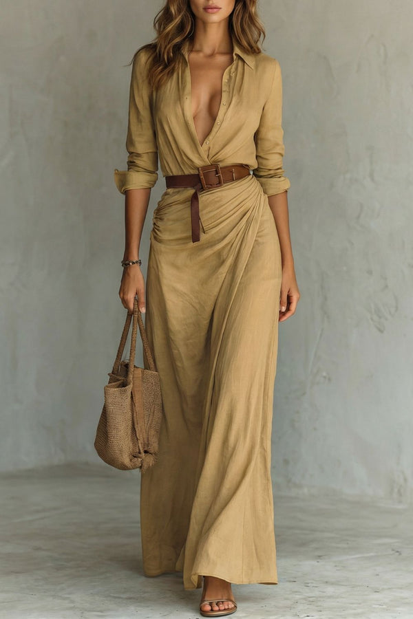 Azura - Button-down wrap dress - Belted maxi dress