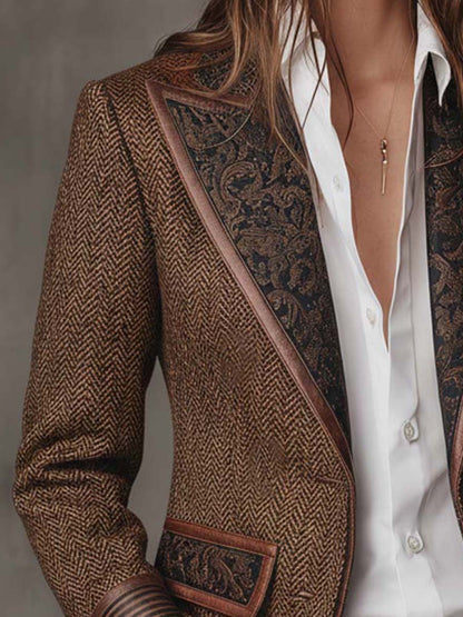 Rose - Blazer with Houndstooth Panels