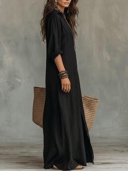 Timeless Button Maxi Dress - Elegant, Lightweight & Easy Fit