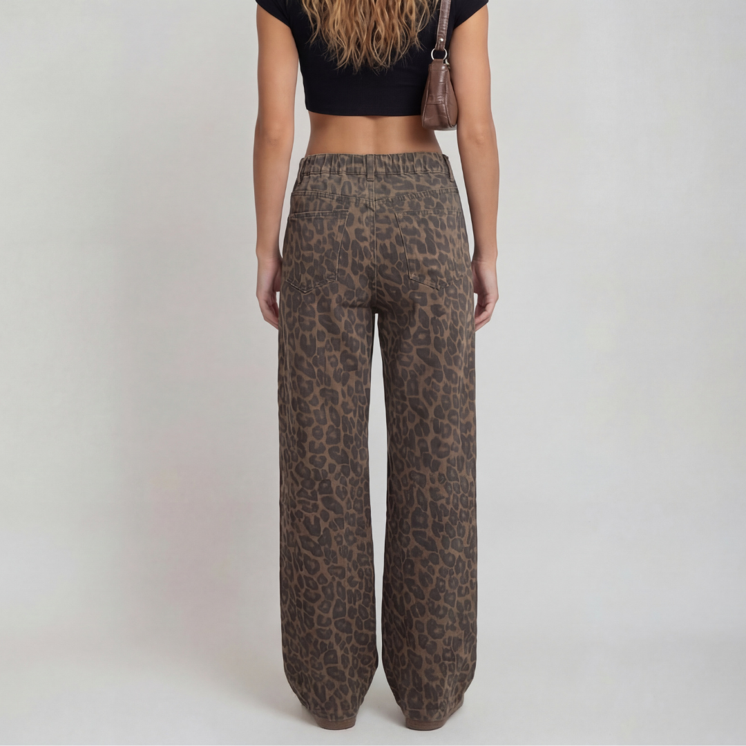 PENELOPE™ - Casual Leopard Print Wide Leg Trousers