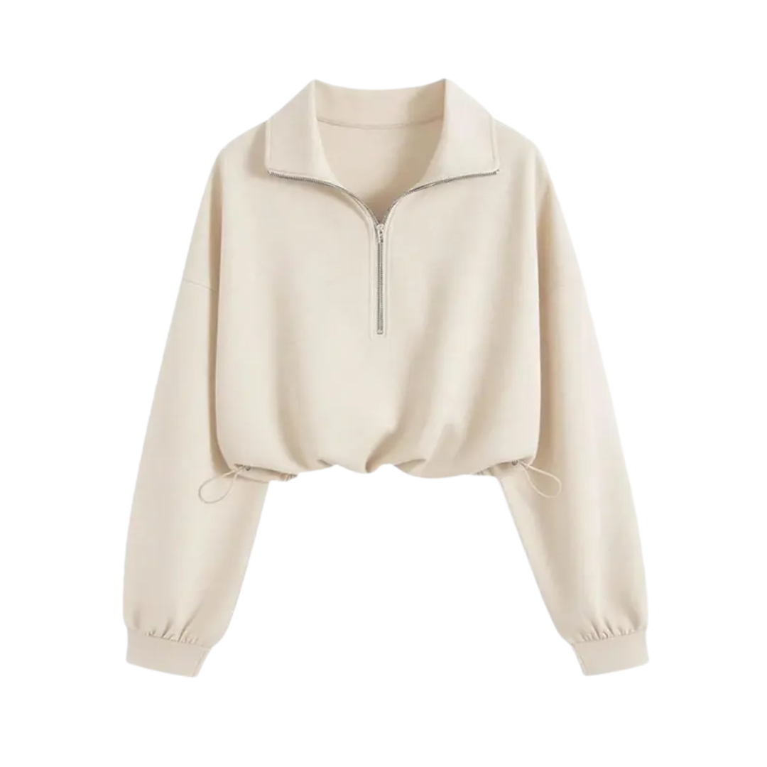 ISOLENE™ - Comfortable Half-Zip Drawstring Cropped Sweatshirt