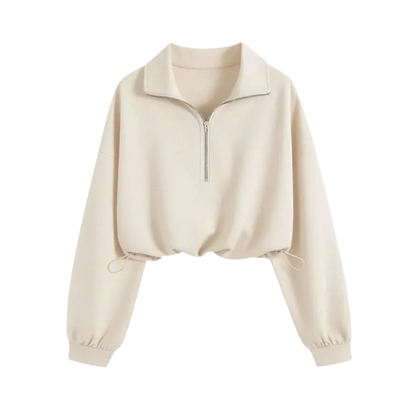 ISOLENE™ - Comfortable Half-Zip Drawstring Cropped Sweatshirt