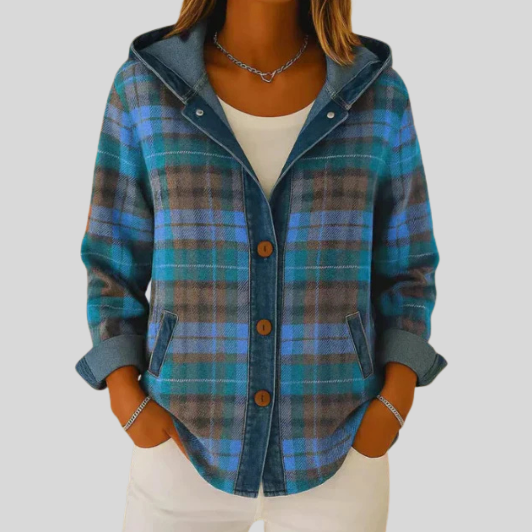 DIANA | Women's Hooded Plaid Button-Front Shacket