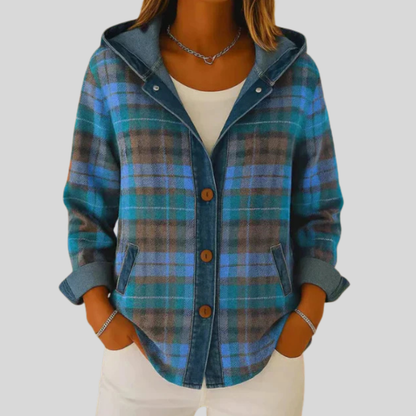 DIANA | Women's Hooded Plaid Button-Front Shacket