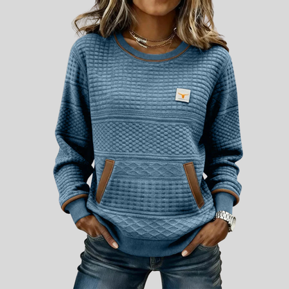 JUNE | Women's Colourblock Crew Neck Sweatshirt with Kangaroo Pocket