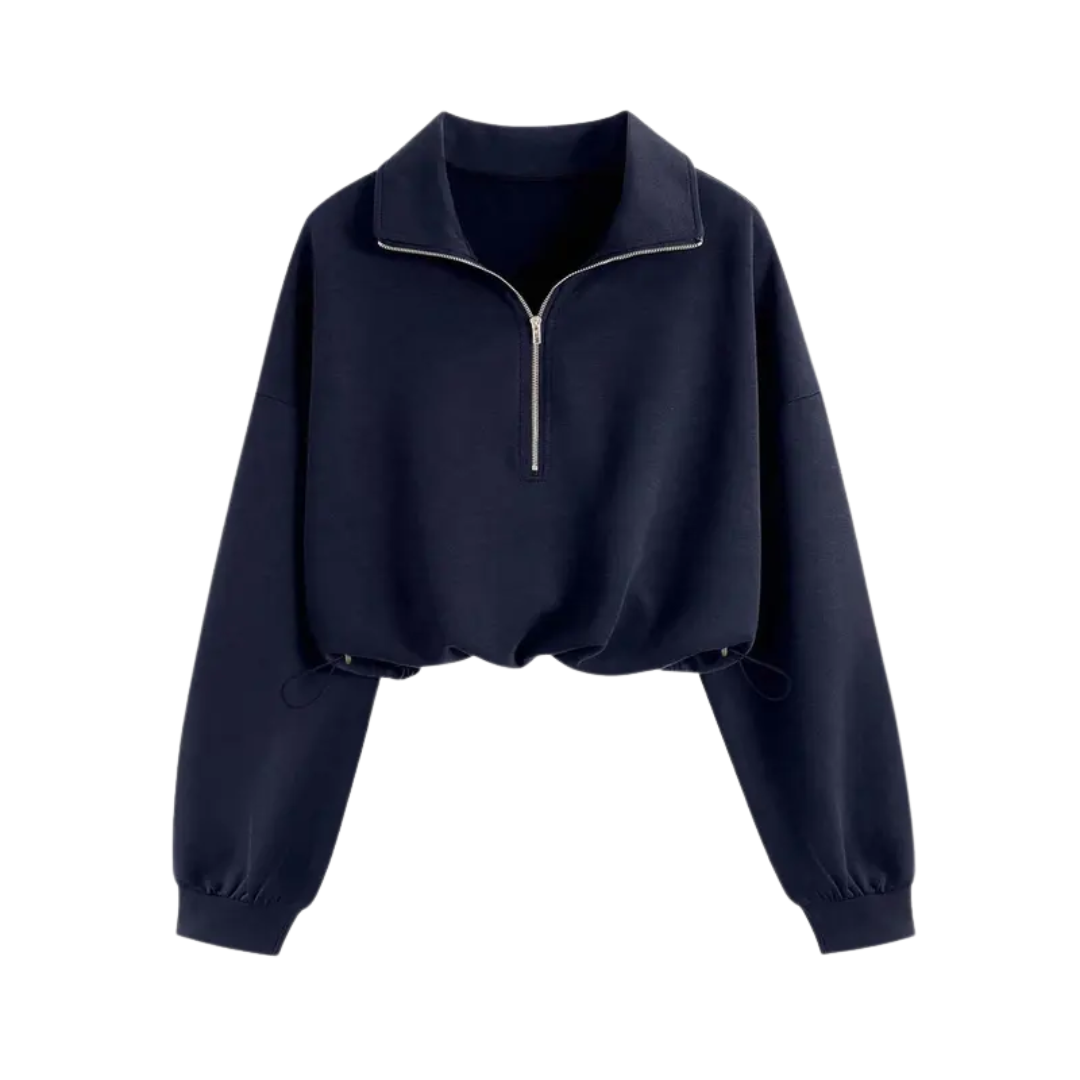 ISOLENE™ - Comfortable Half-Zip Drawstring Cropped Sweatshirt