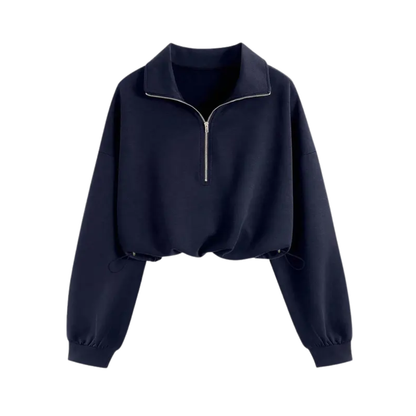 ISOLENE™ - Comfortable Half-Zip Drawstring Cropped Sweatshirt