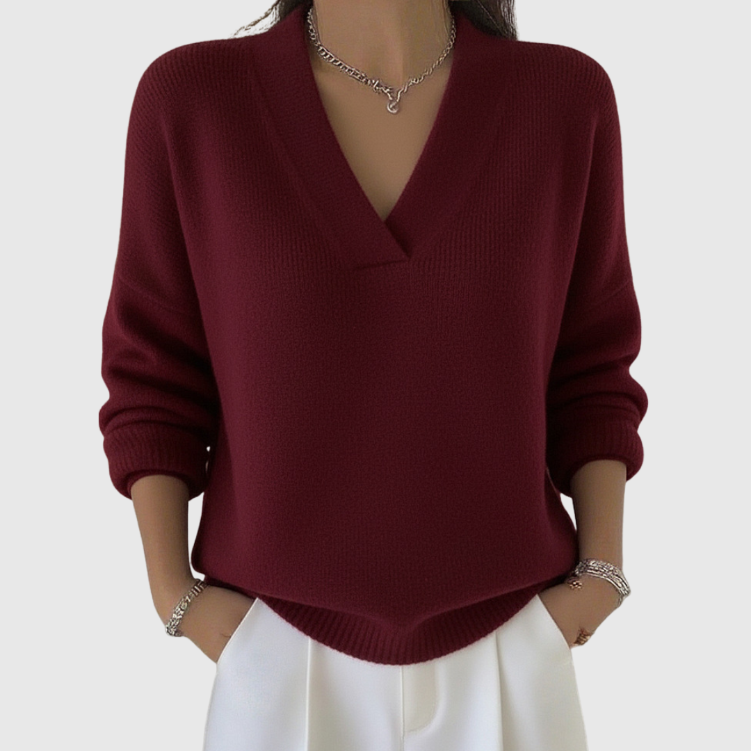 Faye - Loose Jumper with V-Neck