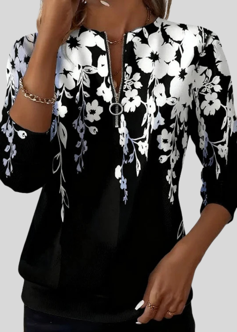 RUBY | Women's Floral Quarter-Zip Sweatshirt