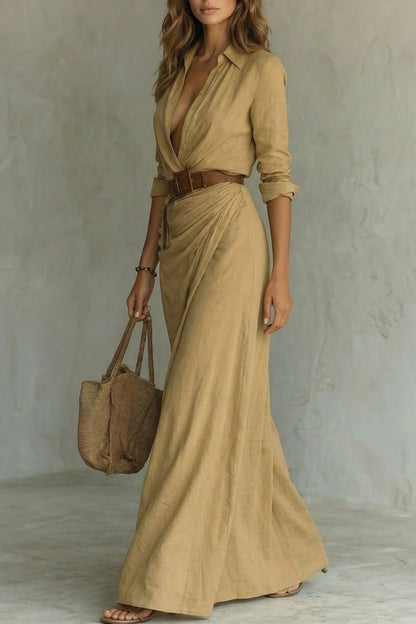 Azura - Button-down wrap dress - Belted maxi dress