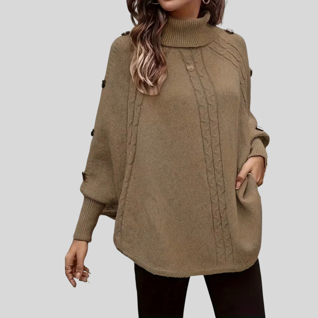 VERA | Women's Oversized Cable-Knit Turtleneck Sweater