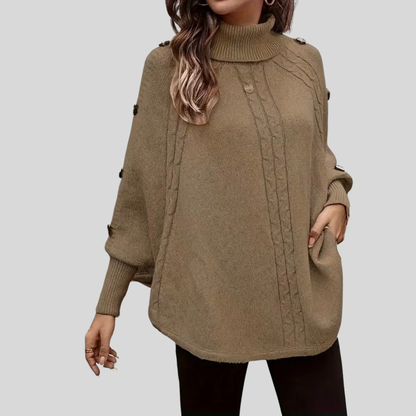 VERA | Women's Oversized Cable-Knit Turtleneck Sweater
