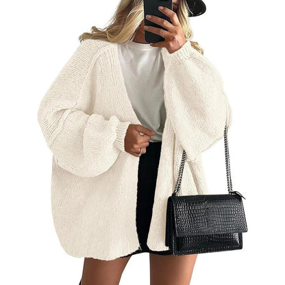 VERONIKA™ - Oversized Fit Lantern Sleeve Autumn Knit Cardigan