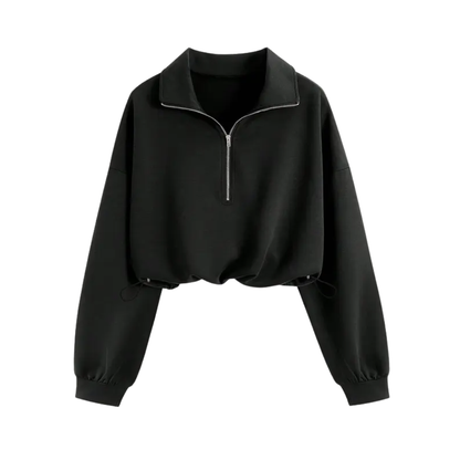 ISOLENE™ - Comfortable Half-Zip Drawstring Cropped Sweatshirt