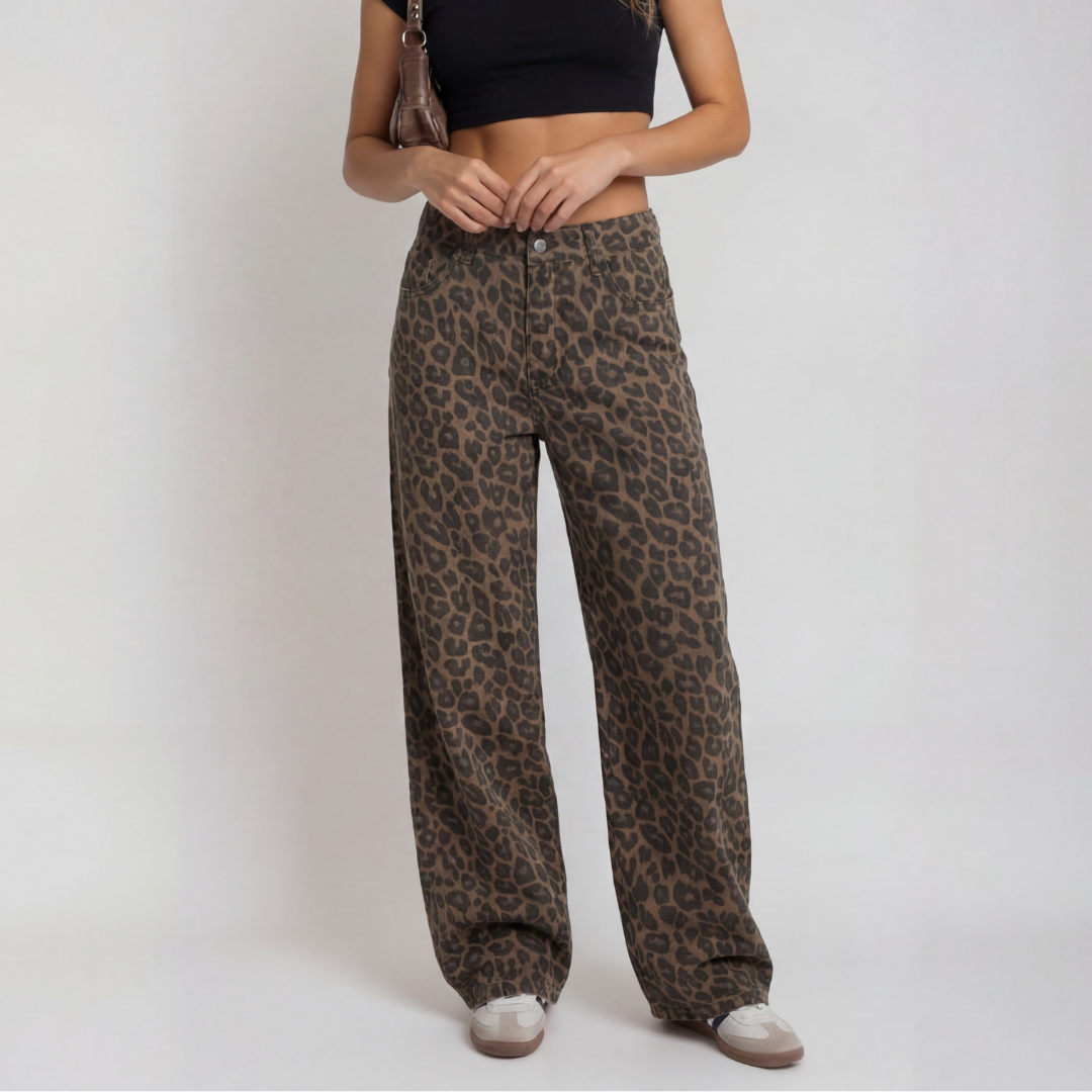 PENELOPE™ - Casual Leopard Print Wide Leg Trousers