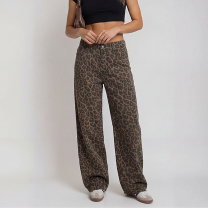 PENELOPE™ - Casual Leopard Print Wide Leg Trousers