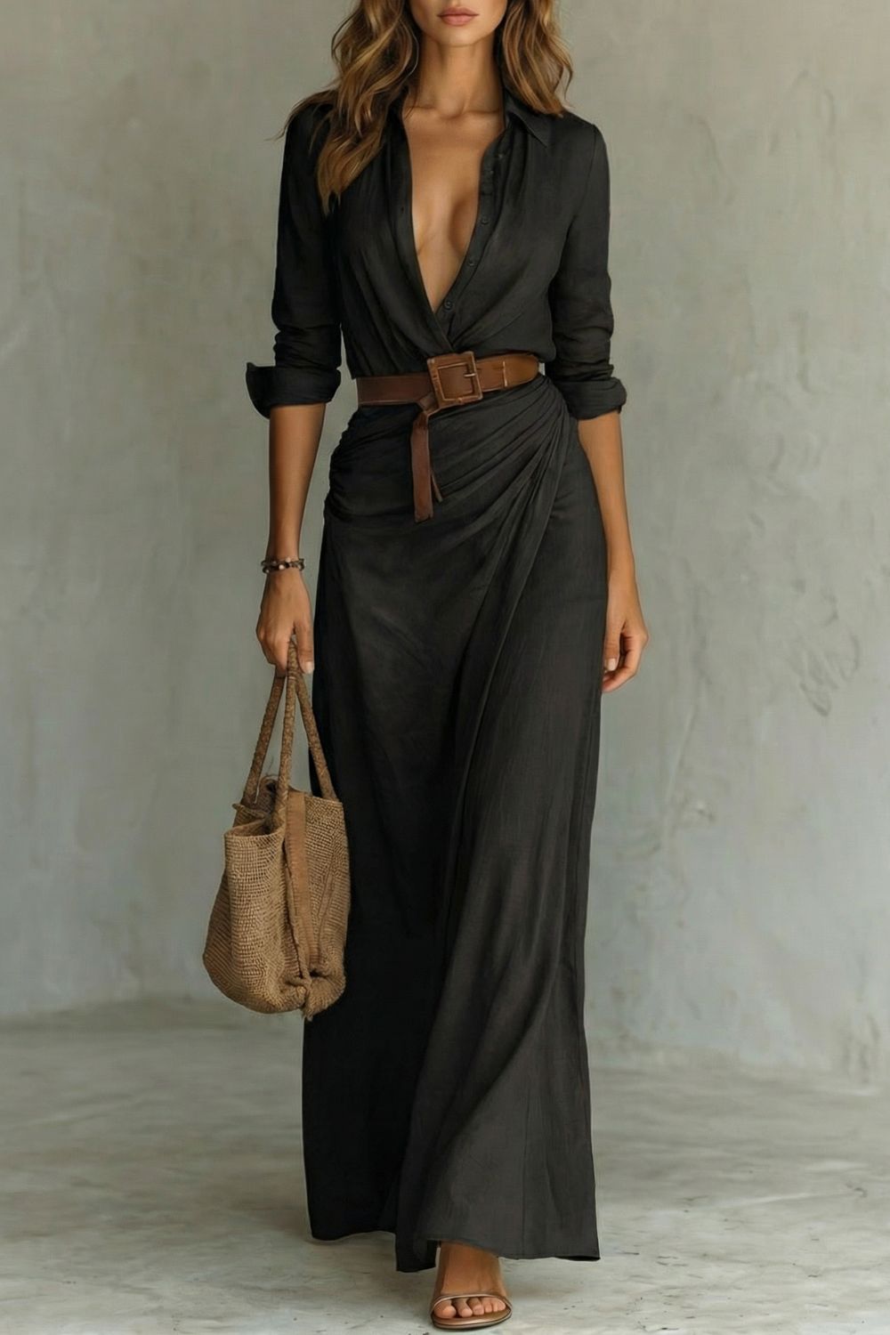 Azura - Button-down wrap dress - Belted maxi dress