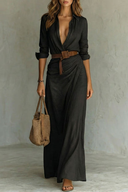 Azura - Button-down wrap dress - Belted maxi dress