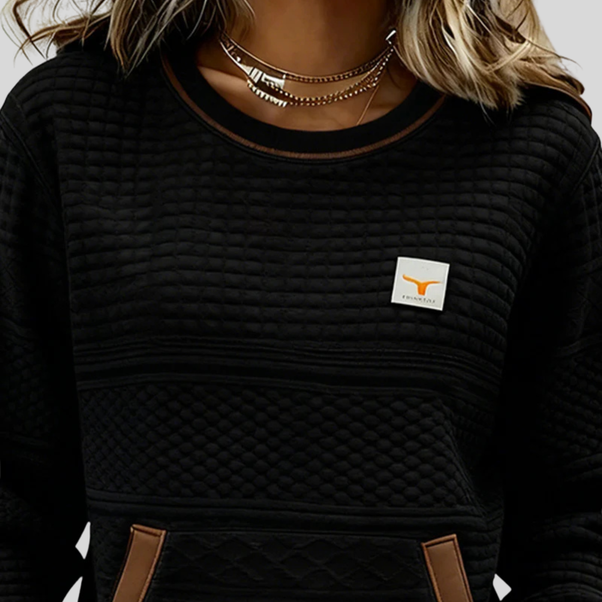 JUNE | Women's Colourblock Crew Neck Sweatshirt with Kangaroo Pocket