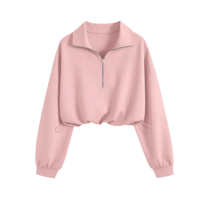 ISOLENE™ - Comfortable Half-Zip Drawstring Cropped Sweatshirt