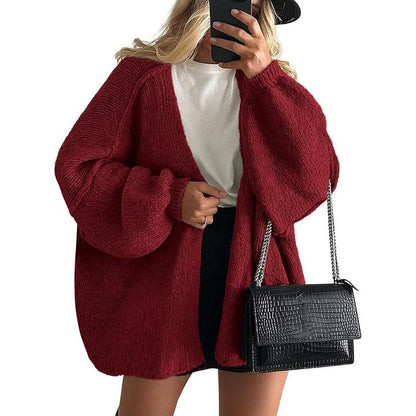 VERONIKA™ - Oversized Fit Lantern Sleeve Autumn Knit Cardigan