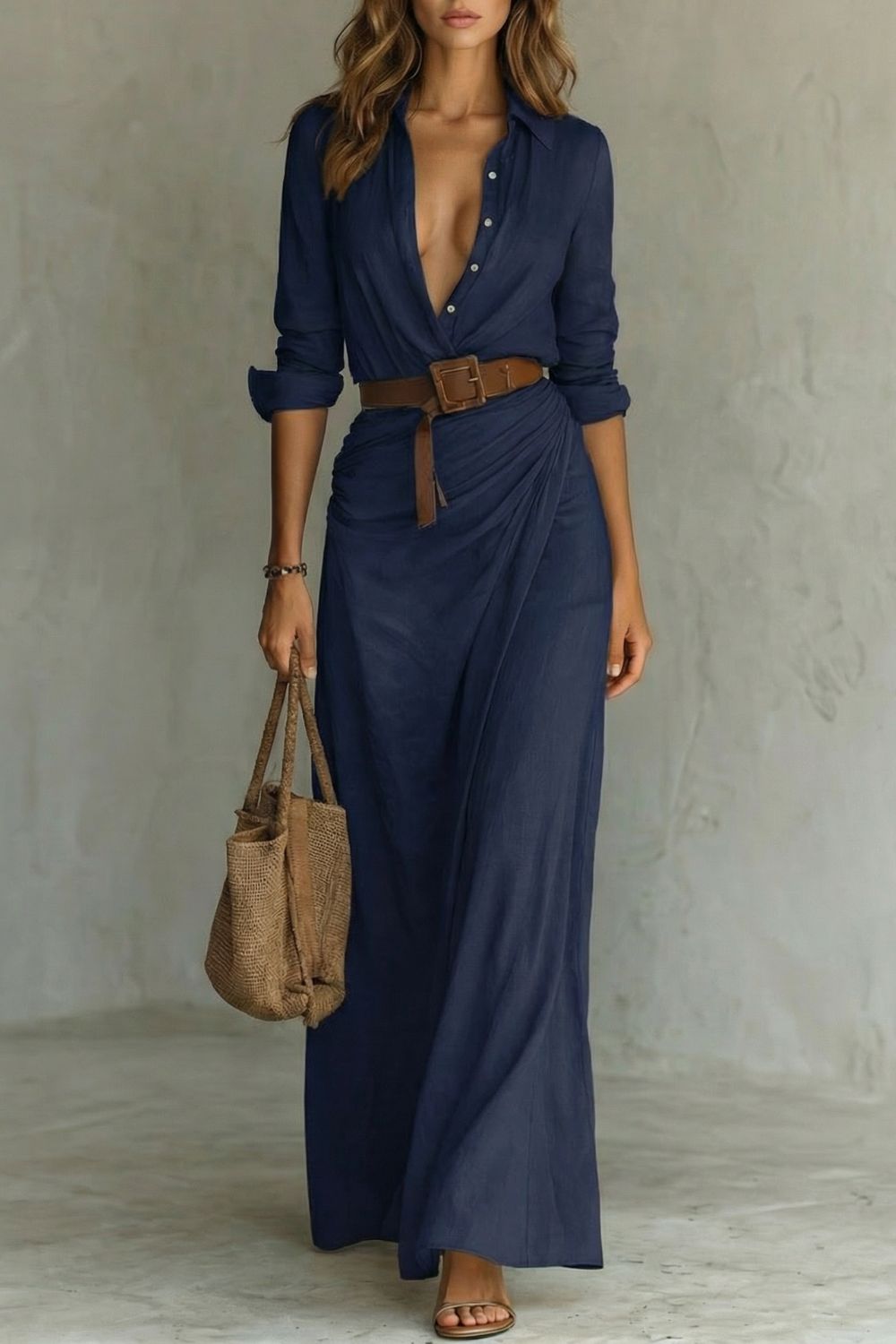 Azura - Button-down wrap dress - Belted maxi dress