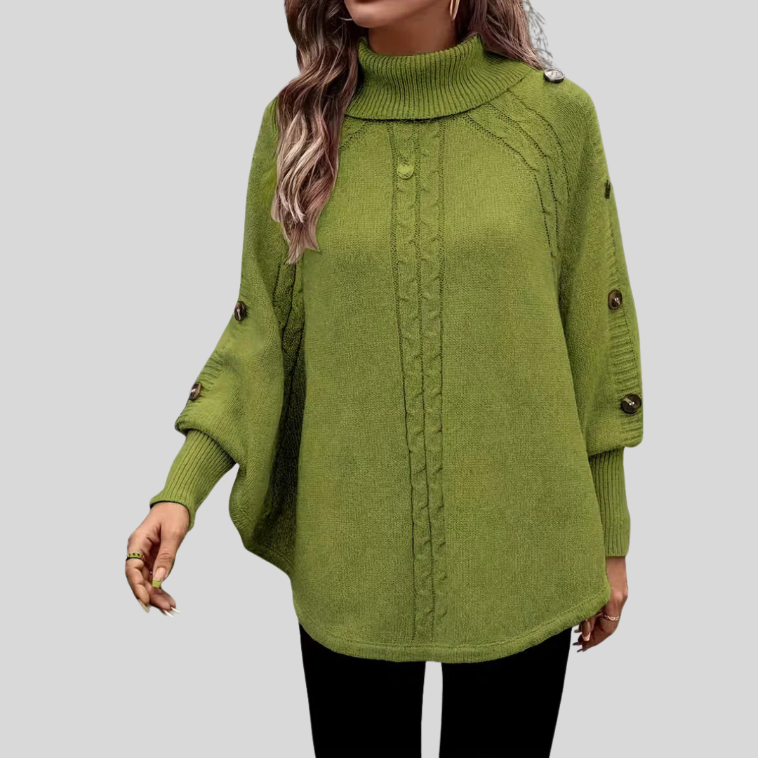 VERA | Women's Oversized Cable-Knit Turtleneck Sweater