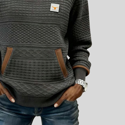 JUNE | Women's Colourblock Crew Neck Sweatshirt with Kangaroo Pocket