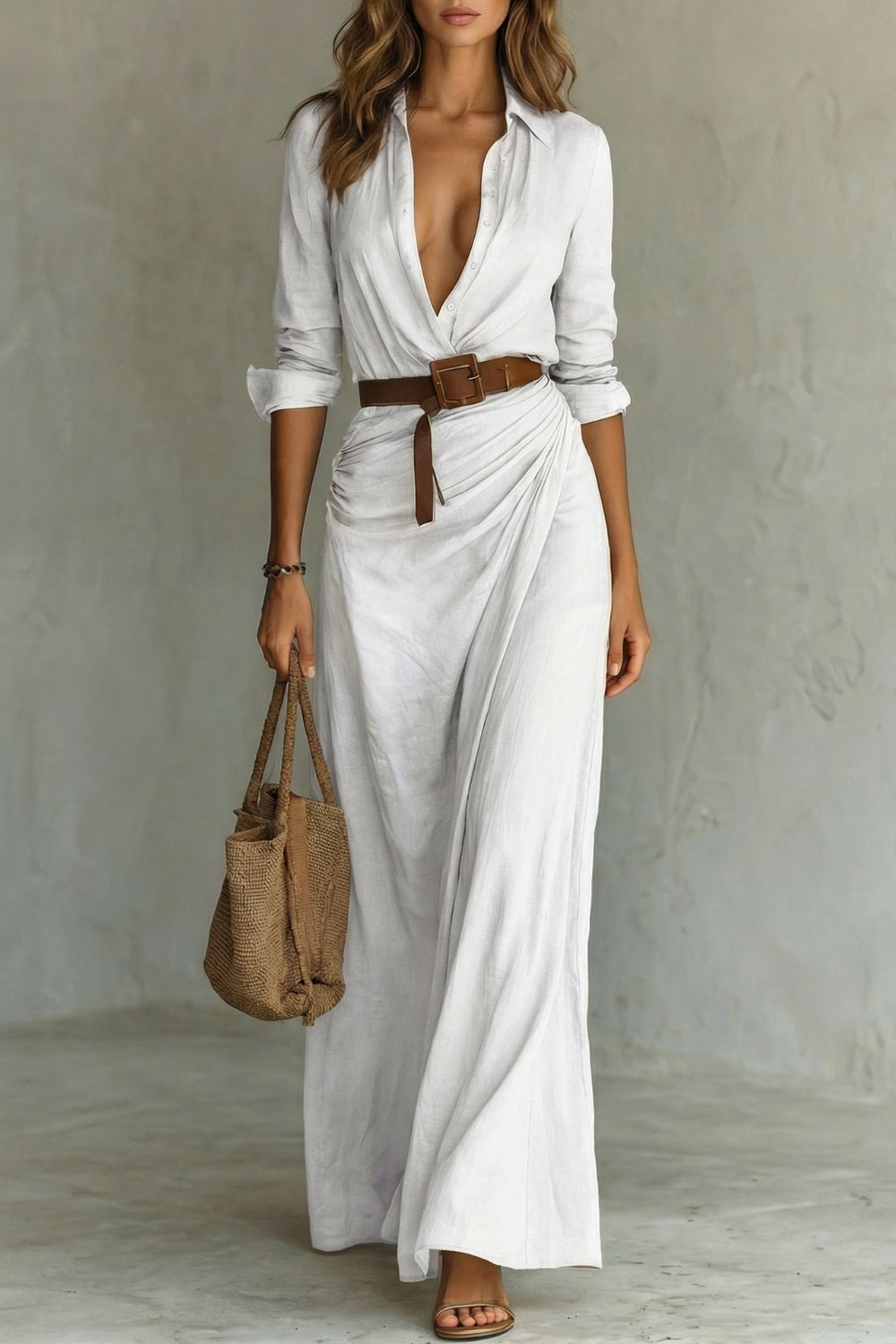 Azura - Button-down wrap dress - Belted maxi dress