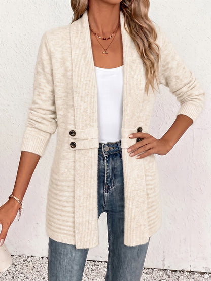 AUBREY | Women's Open-Front Seamed Waist Cardigan