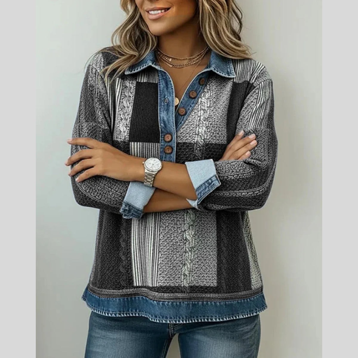 Meridell™ | Colour Block Print Sweater