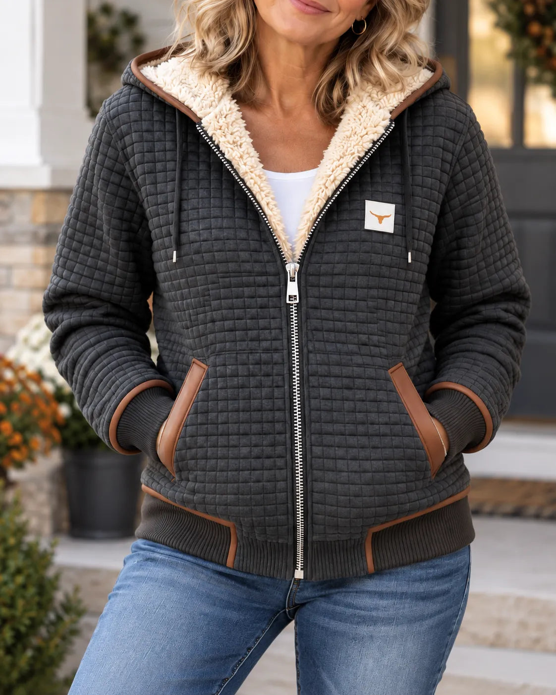 ELAINE | Women's Sherpa-Lined Quilted Zip-Up Hooded Jacket