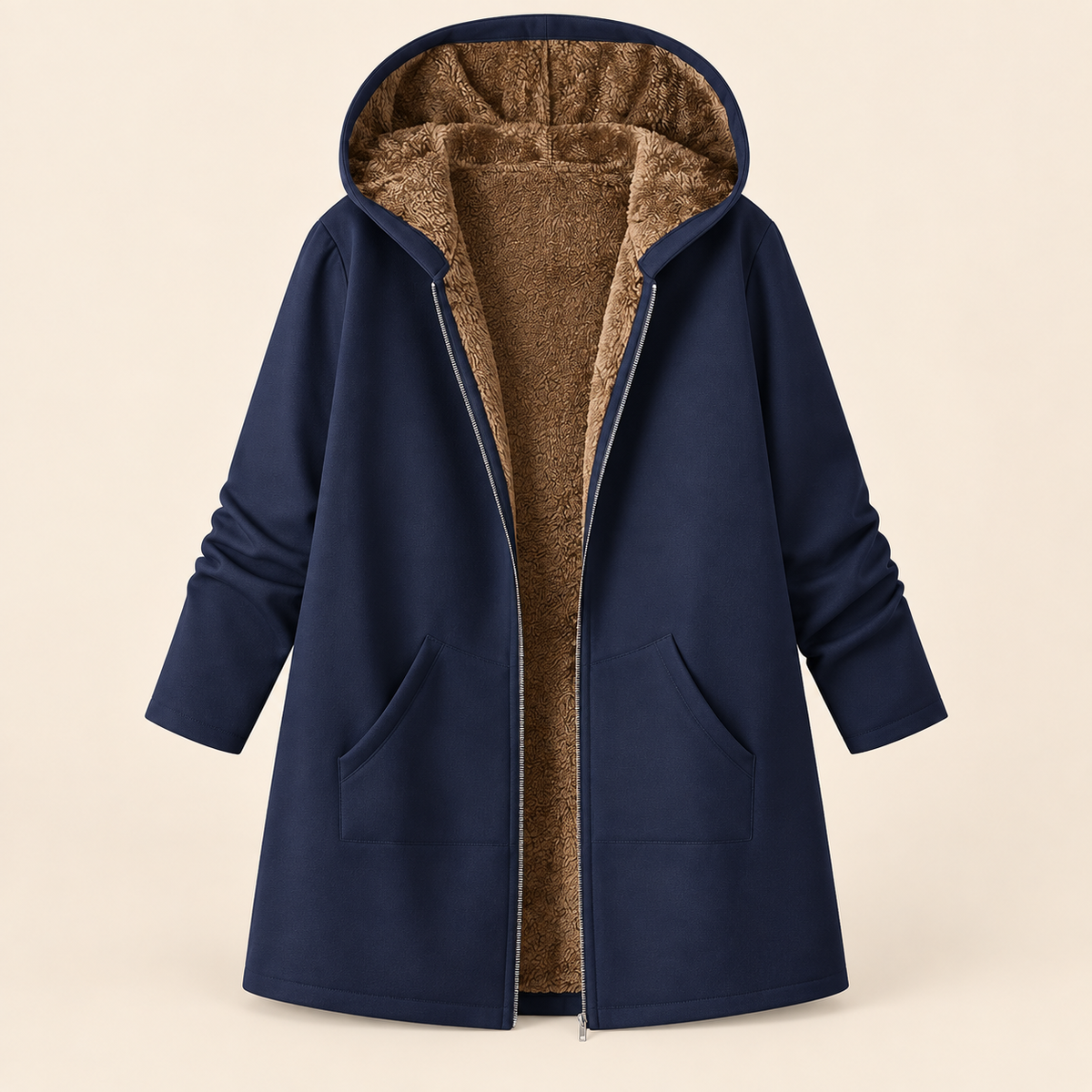 Ava | Cosy Sherpa-Lined Hooded Coat