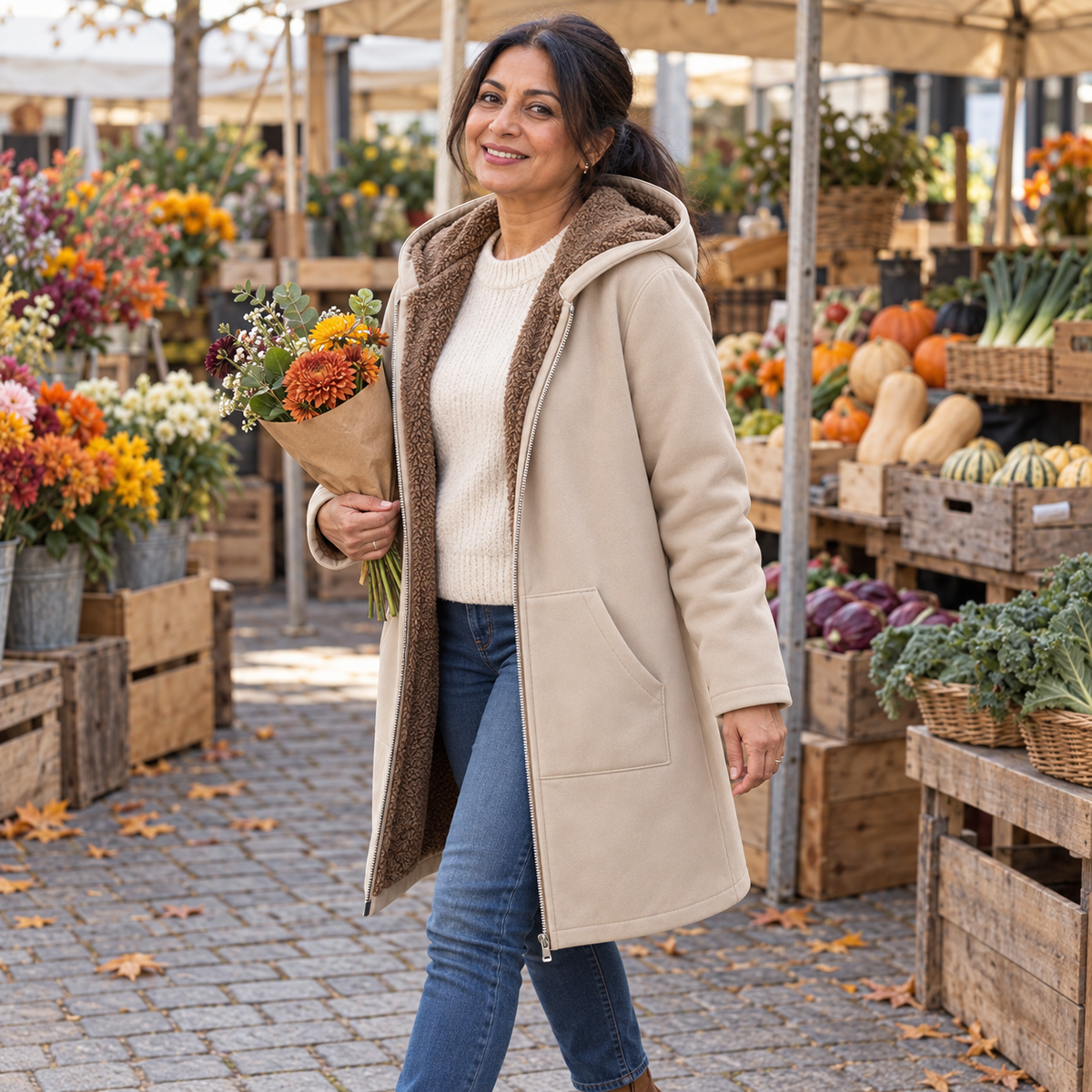 Ava | Cosy Sherpa-Lined Hooded Coat