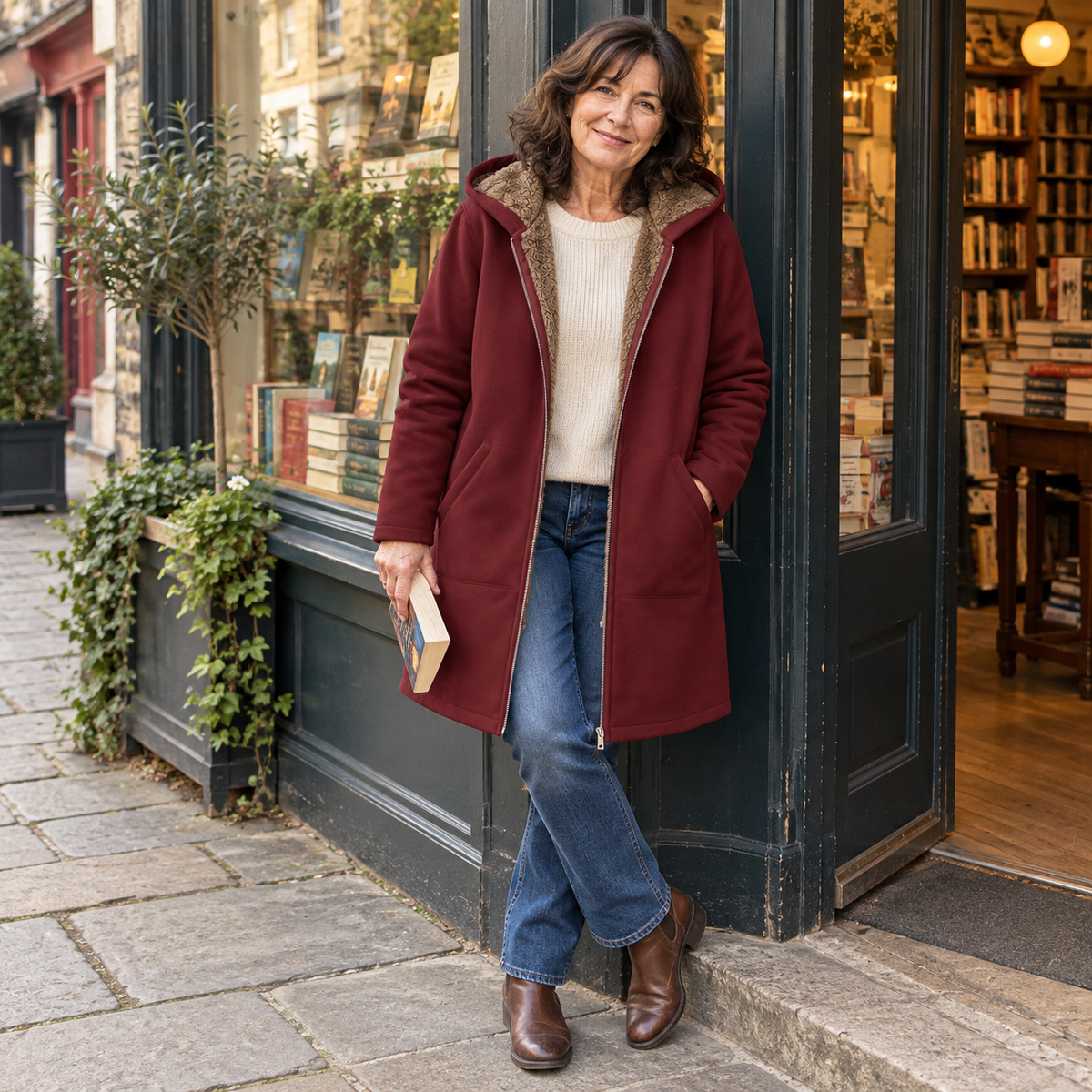 Ava | Cosy Sherpa-Lined Hooded Coat
