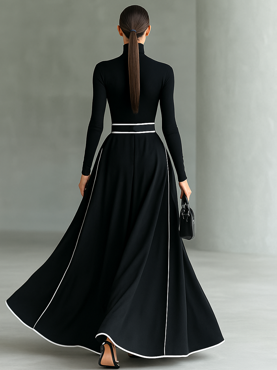 Susanna | Maxi Dress with Contrast Trimmings and Belt