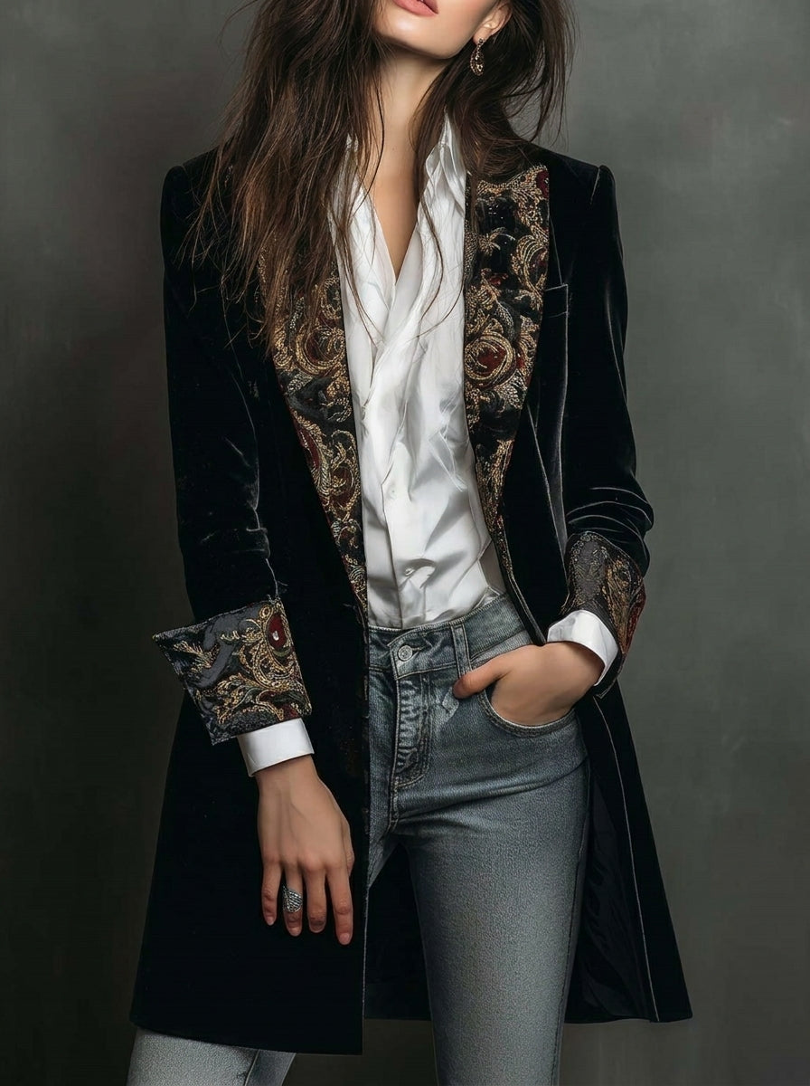 Hazel - Fitted Blazer with Baroque Print