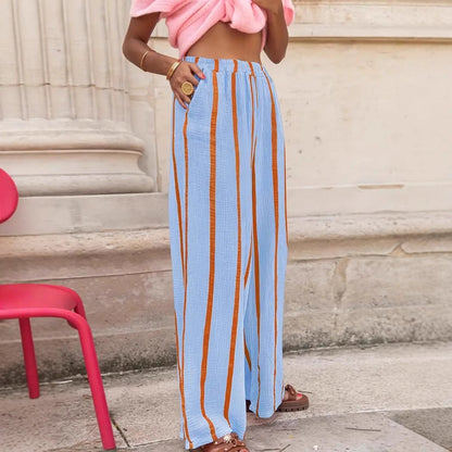 CHARO™ - Comfy Striped Wide-Leg Lounge Trousers