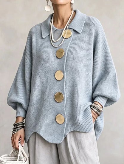 CHARLOTTE | Women's Oversized Ribbed Collared Cardigan