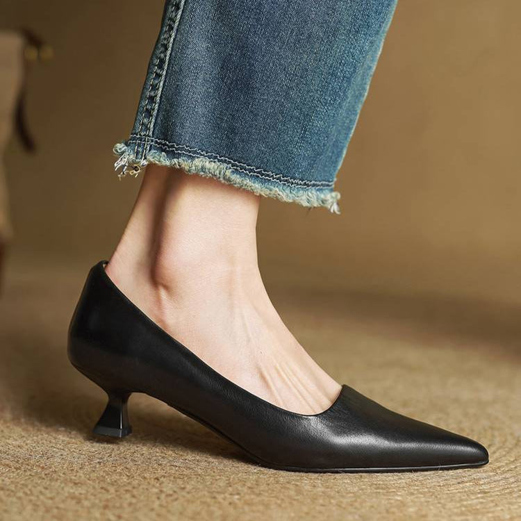 Sarah | Refined Pointed Toe Leather Pumps
