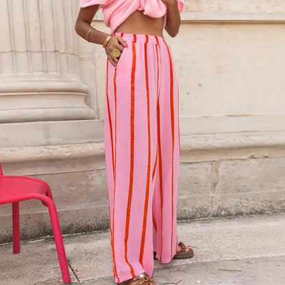CHARO™ - Comfy Striped Wide-Leg Lounge Trousers