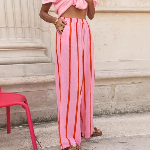 CHARO™ - Comfy Striped Wide-Leg Lounge Trousers