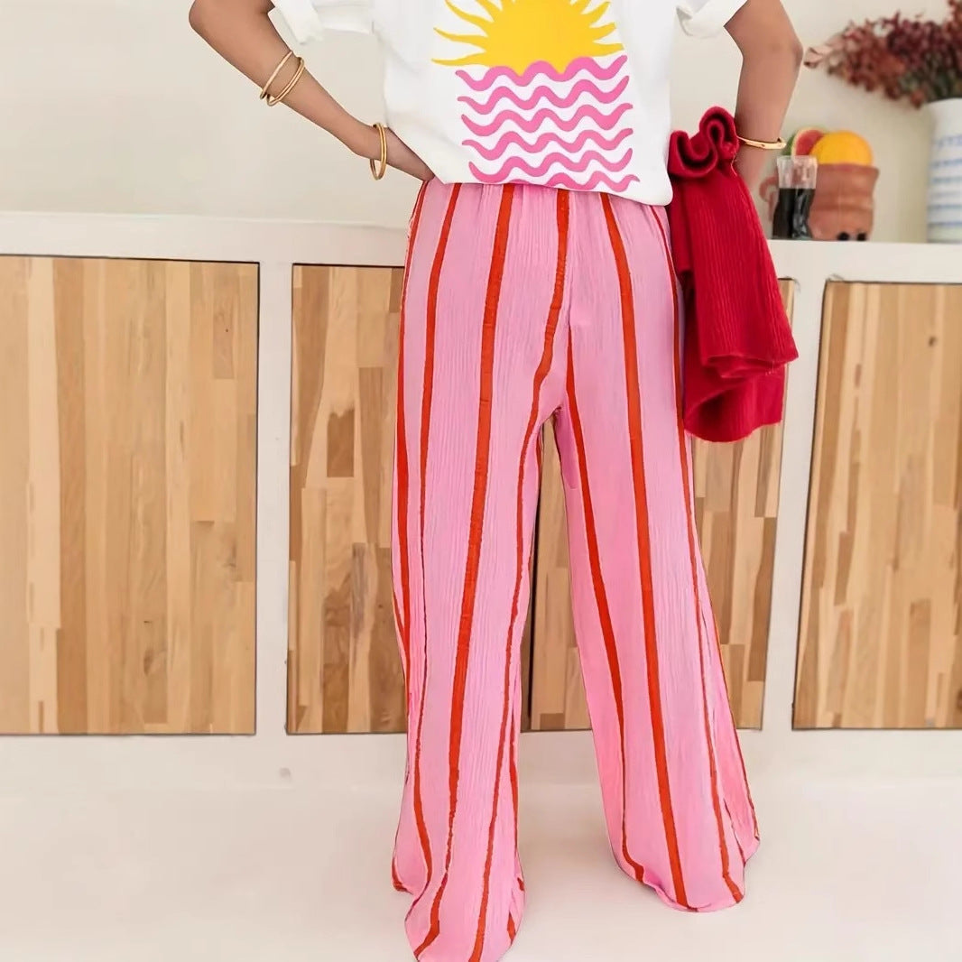 CHARO™ - Comfy Striped Wide-Leg Lounge Trousers
